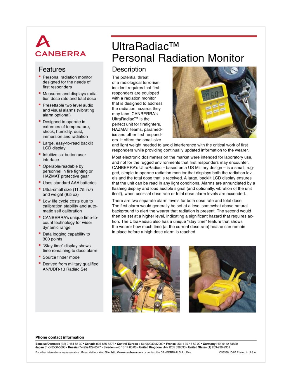 digital dosimeter UltraRadiac� Personal Radiation Monitor - Canberra Industries