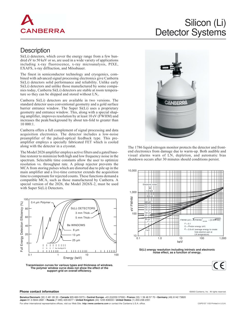 X-ray spectrometer with SiLi detector - Canberra Industries
