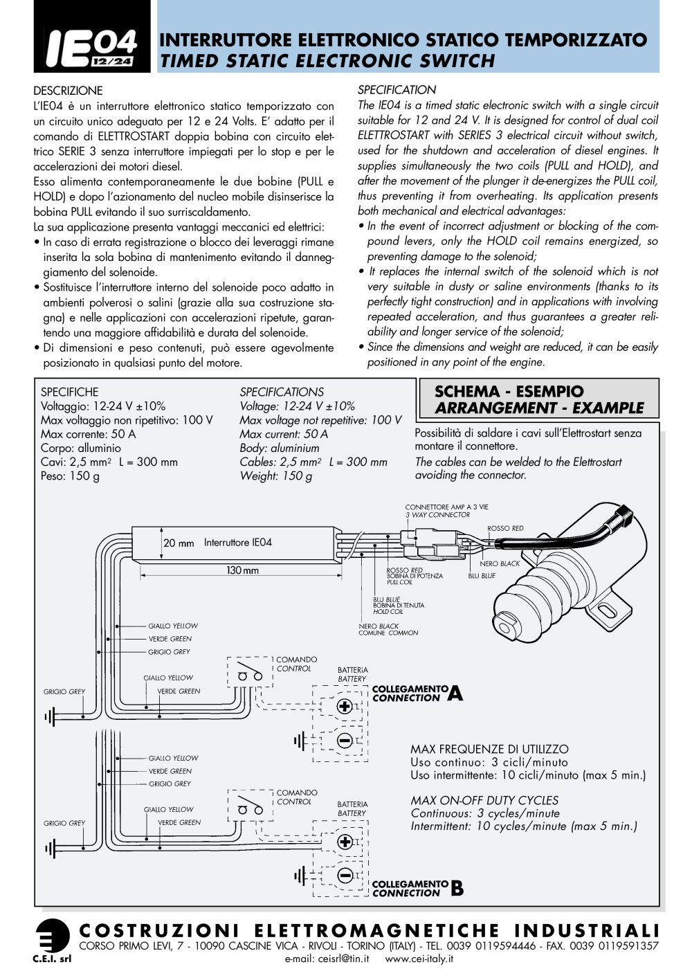 TIMED STATIC ELECTRONIC SWITCH - C.E.I.