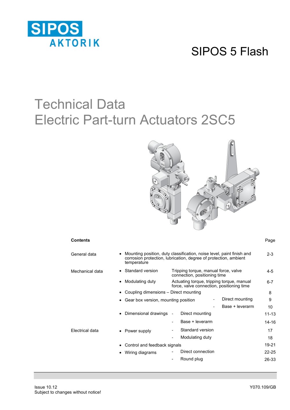 Technical Data SIPOS 5 part-turn actuators - SIPOS Aktorik