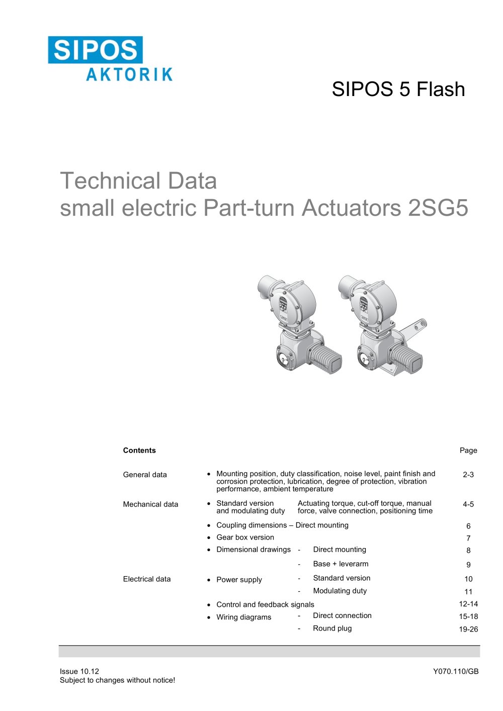 Technical Data SIPOS 5 small part-turn actuators - SIPOS Aktorik