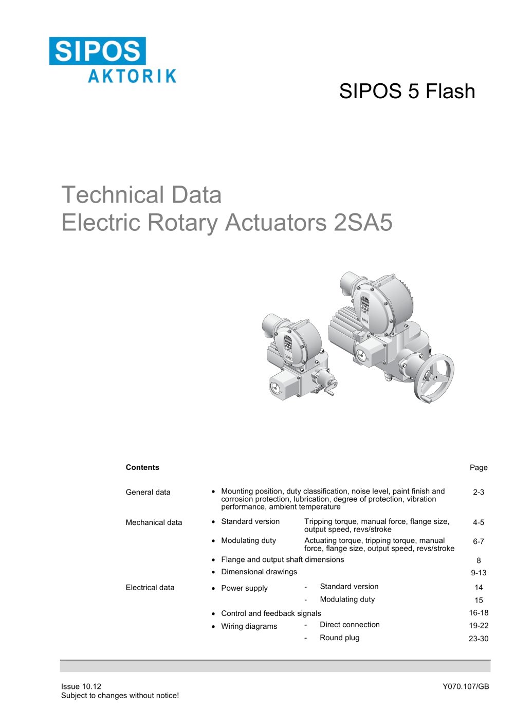 Tecnical Data SIPOS 5 rotary actuators - SIPOS Aktorik
