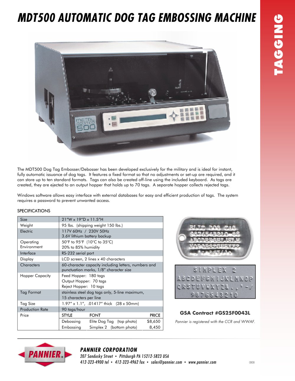 Automatic Dog Tag Debossing Machine - Pannier