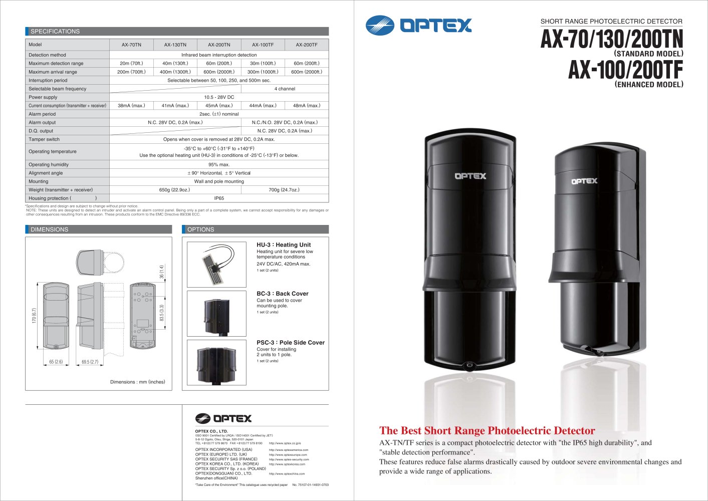Optex - Catalog AX-70TN_130TN_200TN - OPTEX SEC Division