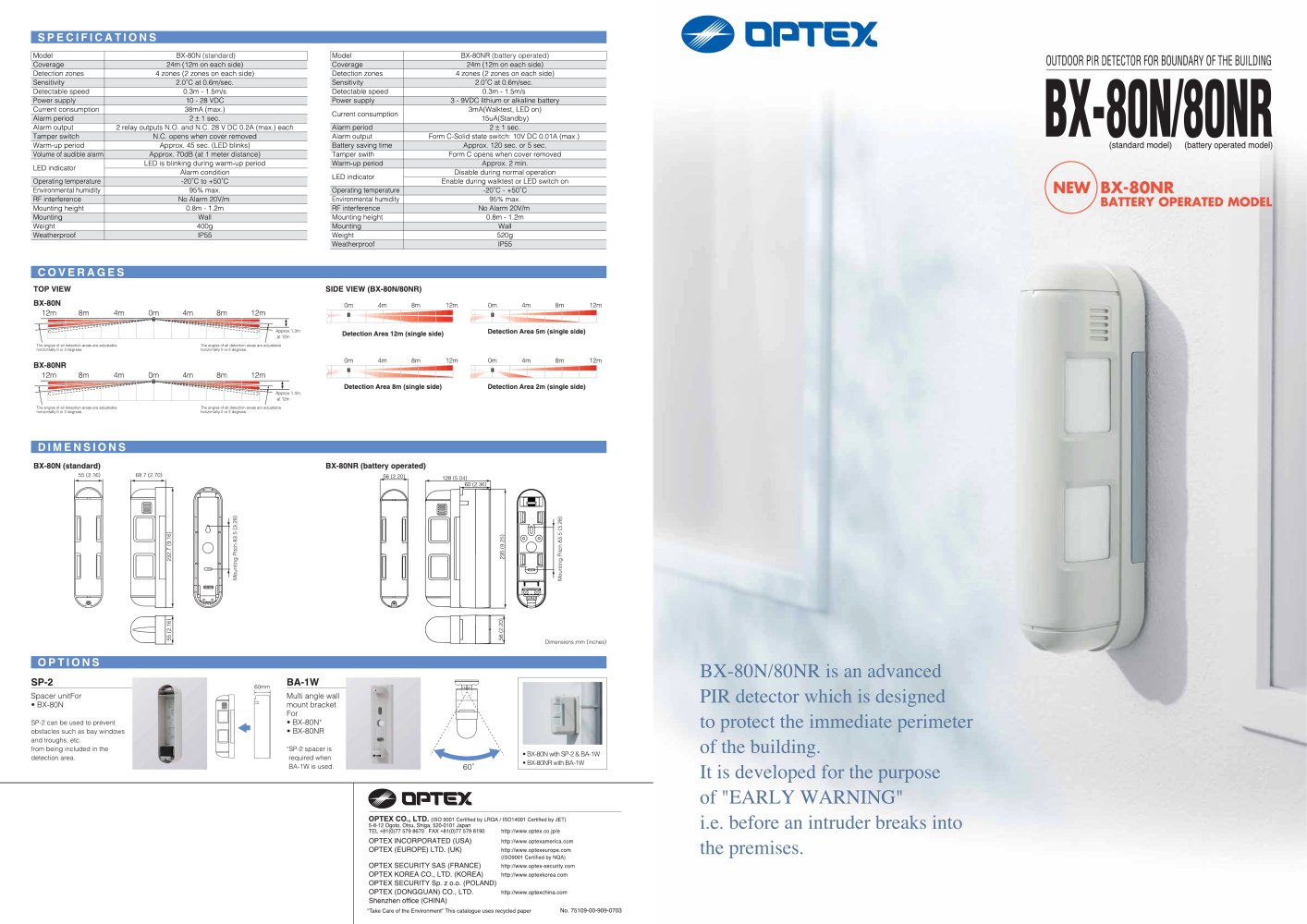 Optex - Catalog BX-80N_80NR - OPTEX SEC Division