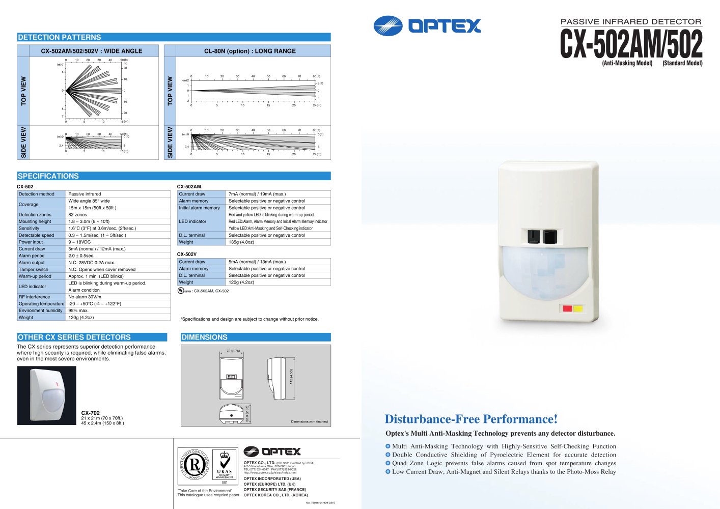 Optex - Catalog CX502_502AM - OPTEX SEC Division