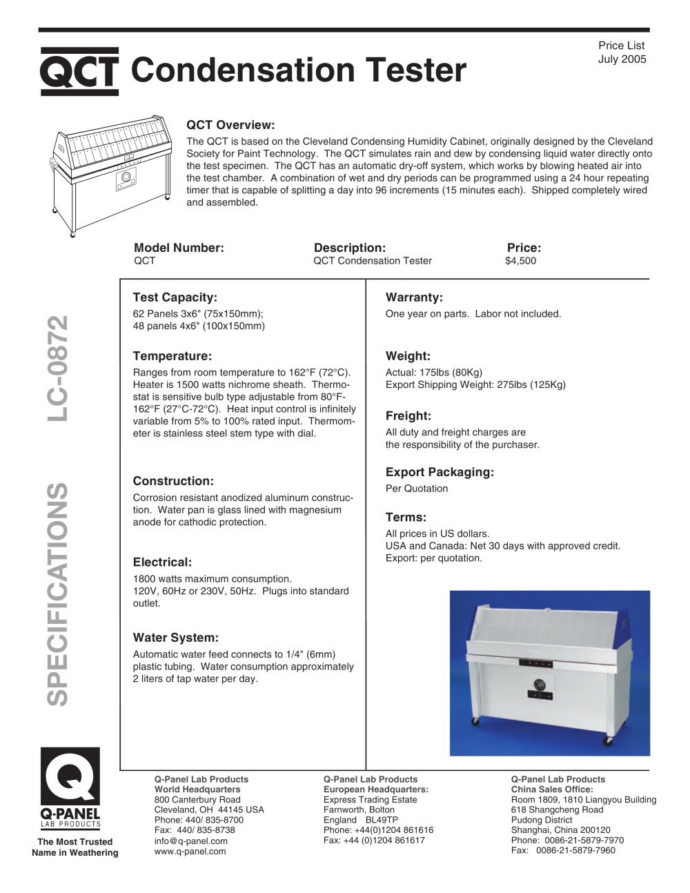 QCT Condensation Tester - Q-LAB