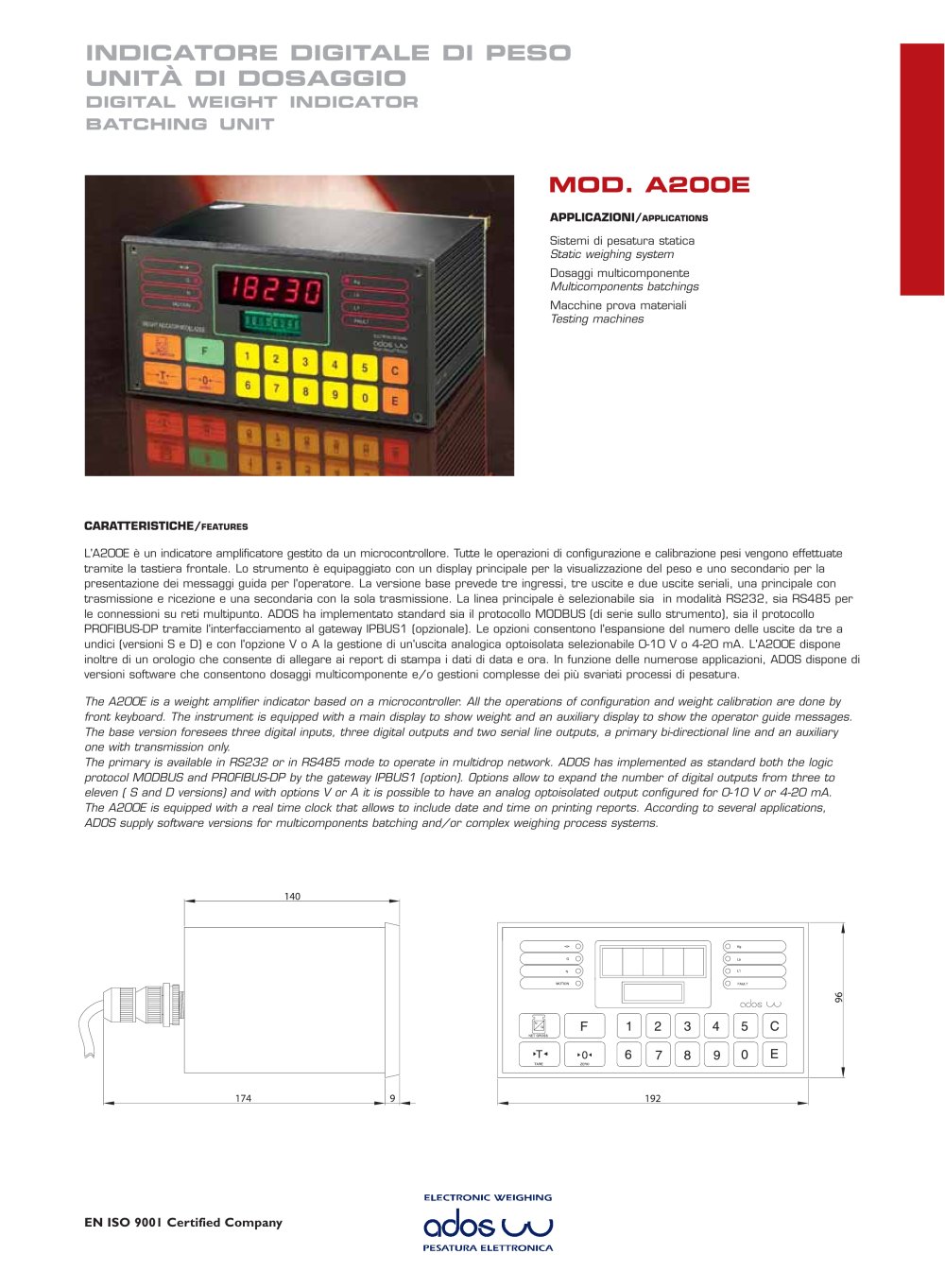 DIGITAL WEIGHT INDICATORS A200E - ADOS