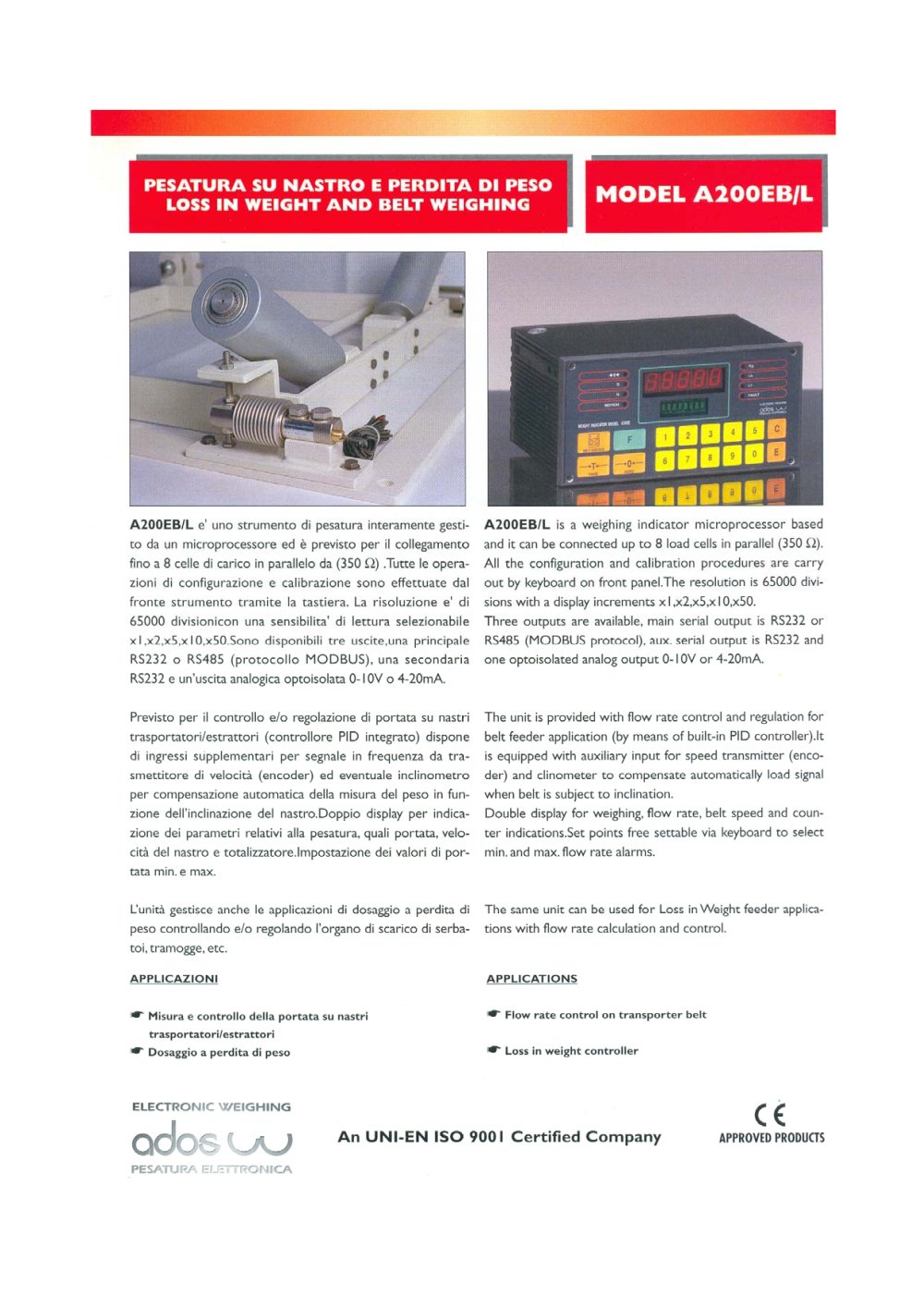 DIGITAL WEIGHT INDICATORS A200EB/L - ADOS