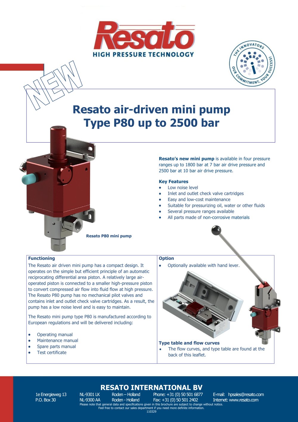 Air driven mini pump - RESATO High pressure technology