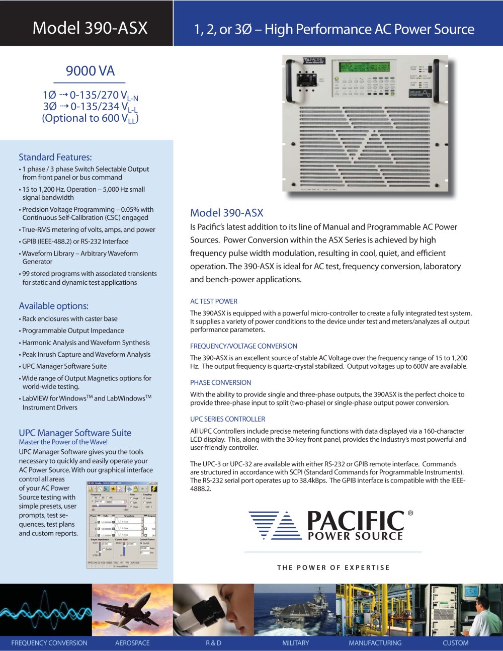 390-ASX Model (9000 VA) - High Performance AC Power Source - Pacific Power Source