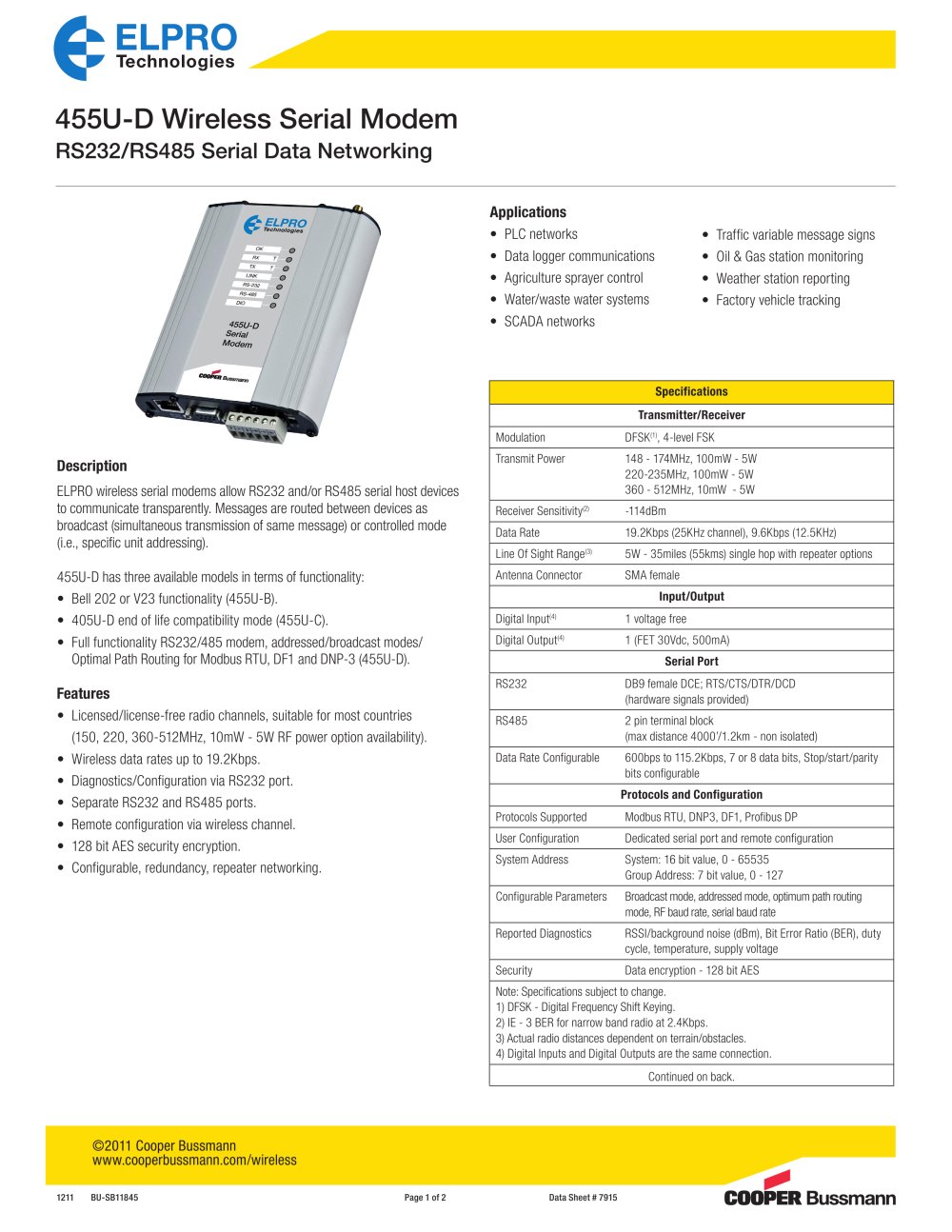 455U-D Wireless Serial Modem - ELPRO Technologies