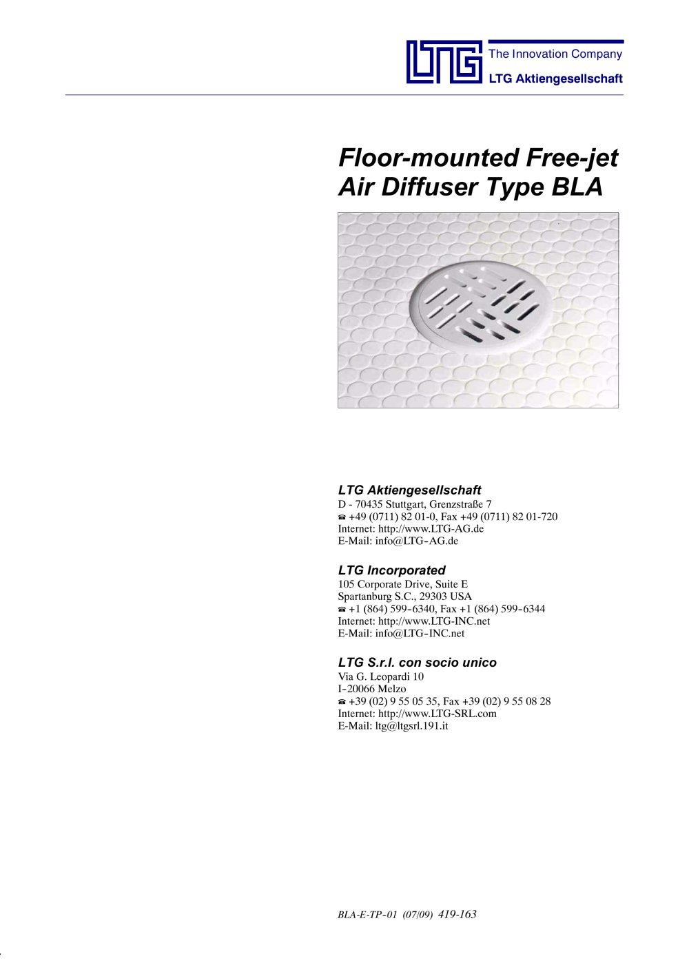 Floor mounted Free-jet Air Diffuser Type BLA - LTG