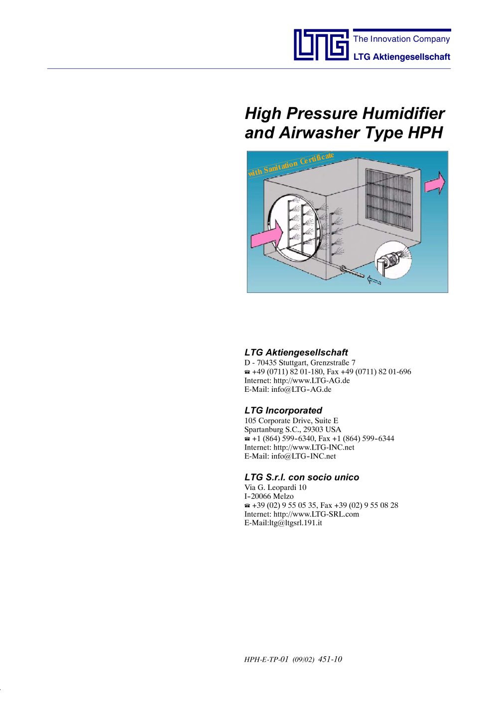 High Pressure Humidifier Type HPH - LTG