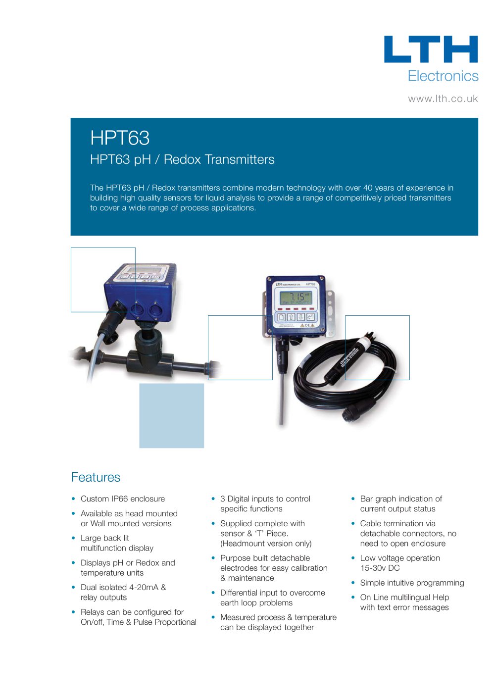 HPT63 pH / Redox Transmitter - LTH Electronics