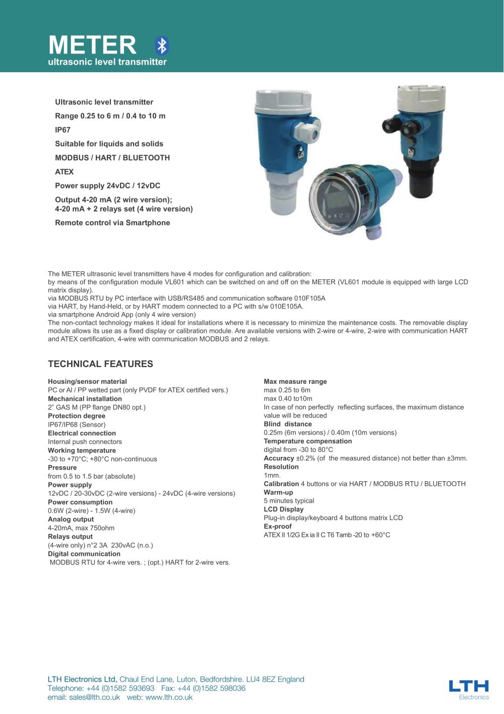METER    Ultrasonic Level Transmitter - LTH Electronics