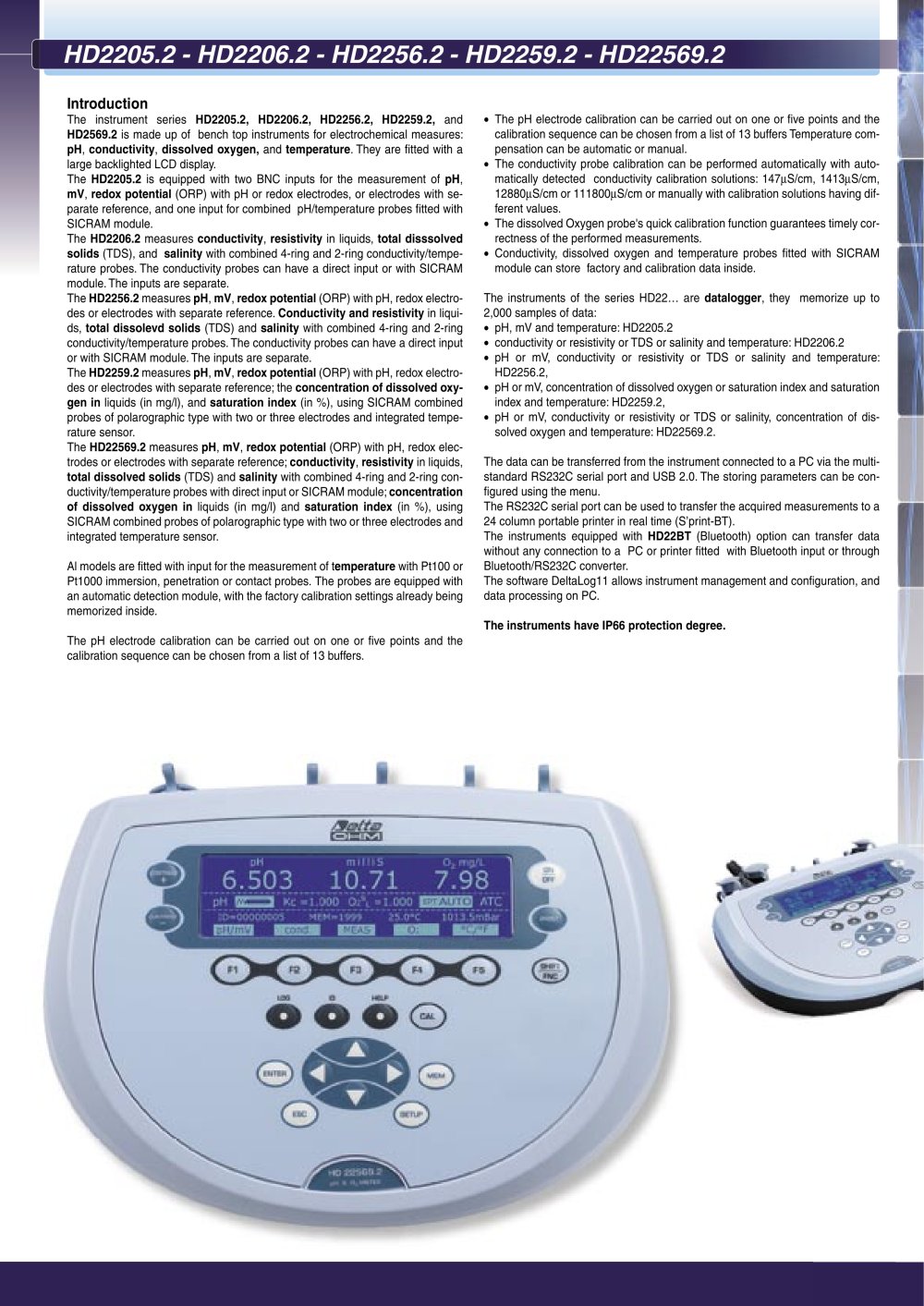 Instrument Benchtop dissolved oxygen HD 2259.2 - Delta Ohm