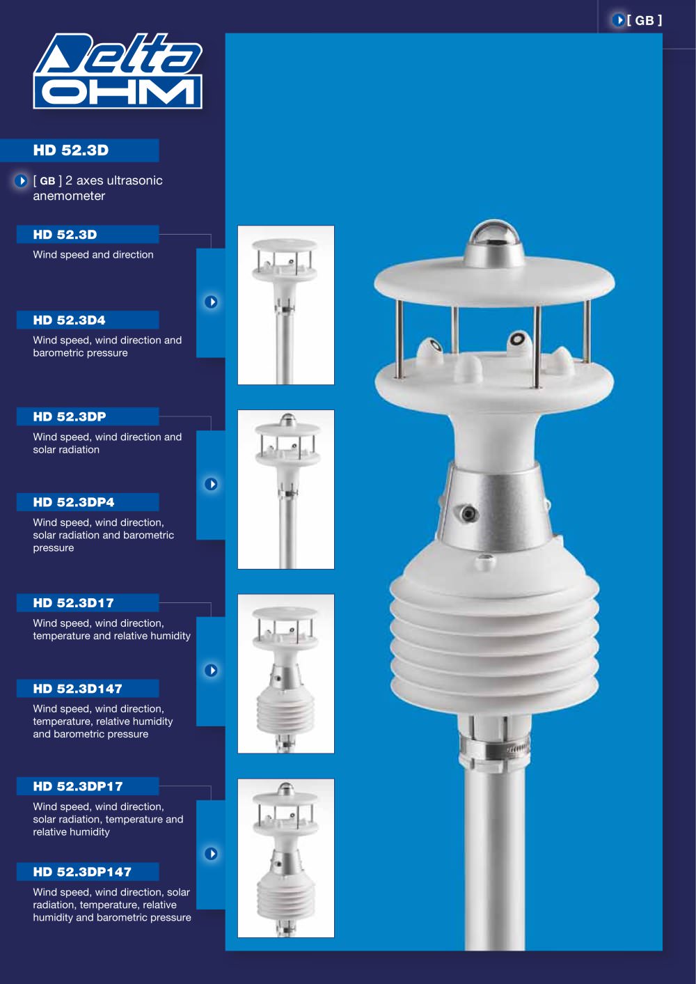 Ultrasonic Anemometer HD52.3D Delta Ohm - Delta Ohm