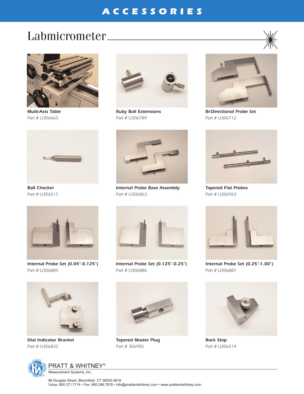 Labmicrometer Accessories - Pratt & Whitney