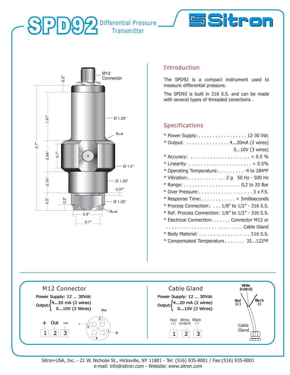 Sitron's Differential Pressure Transmitter - Sitron