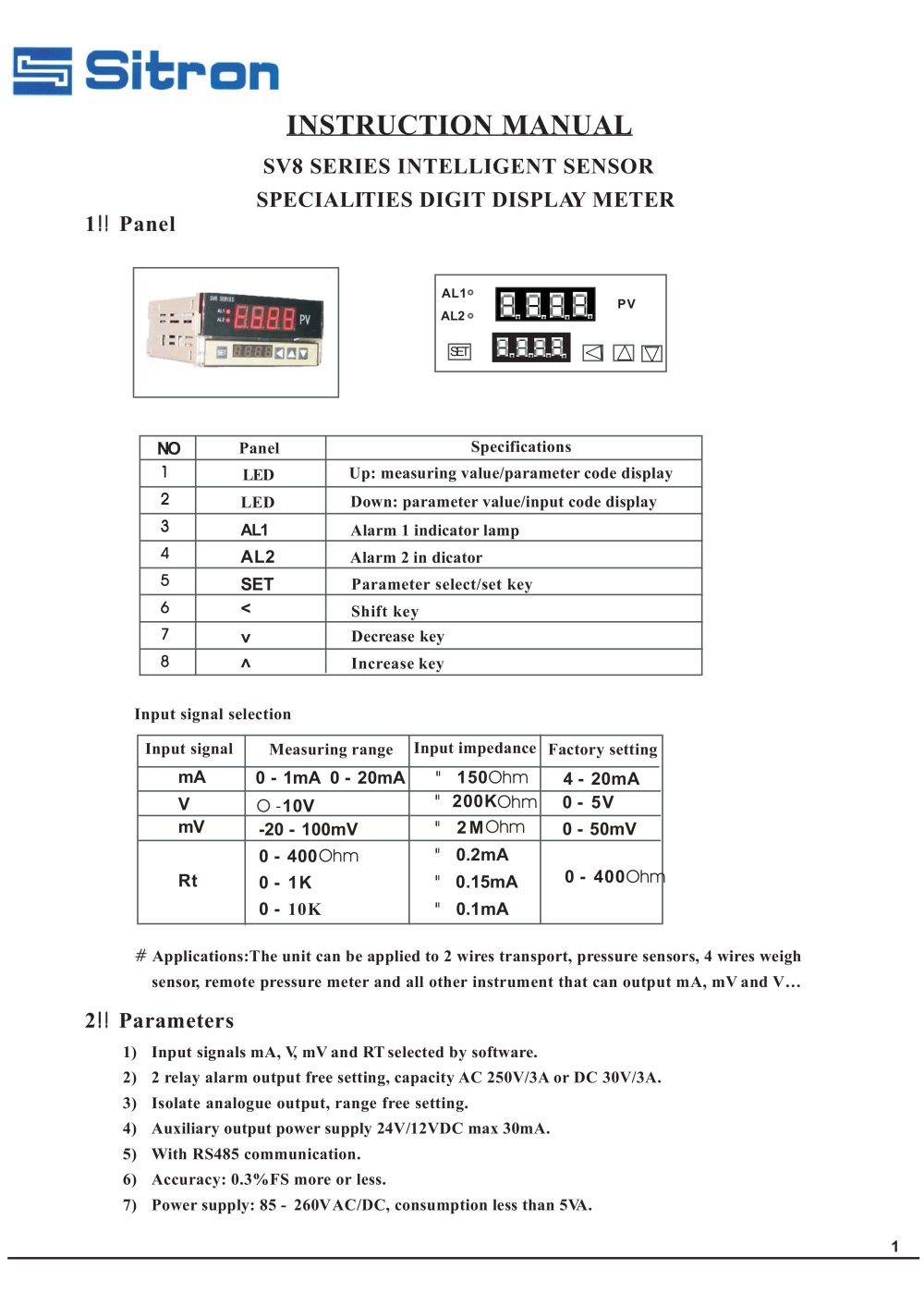 Sitron's SV8 Digital Indicator - Sitron