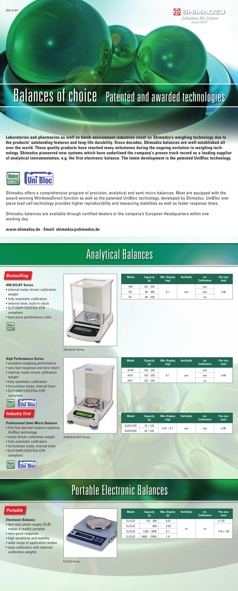Balances of choice - Patented and awarded technologies - Shimadzu Europe