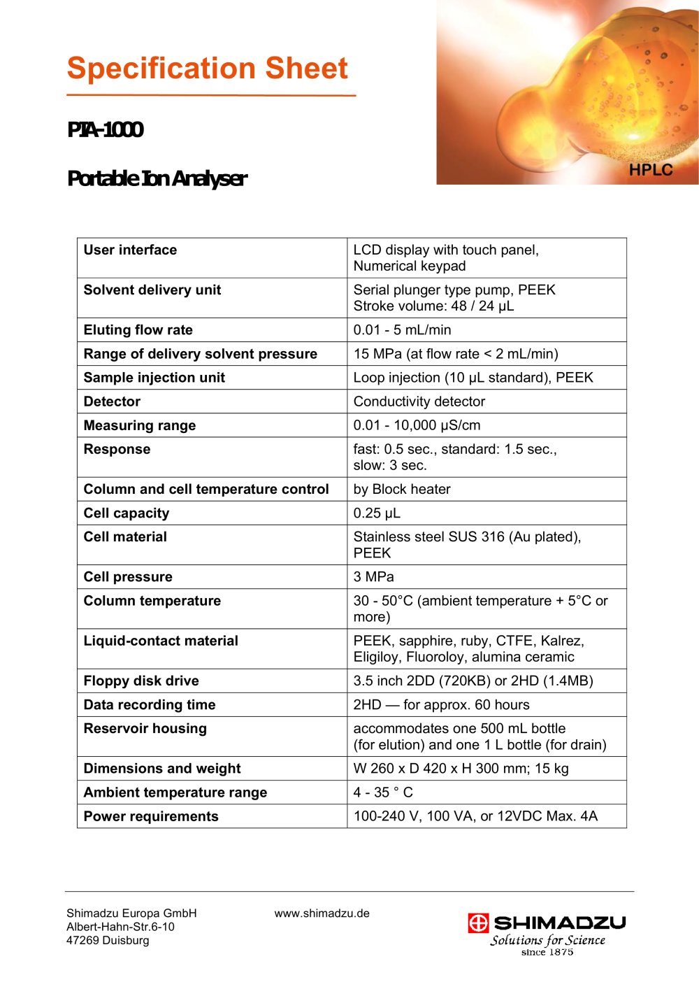 PIA-1000 Portable Ion Analyser - Shimadzu Europe