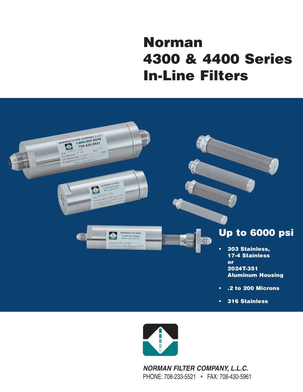 Norman 4300 & 4400 Series In-Line Filters - Norman Filters Co.