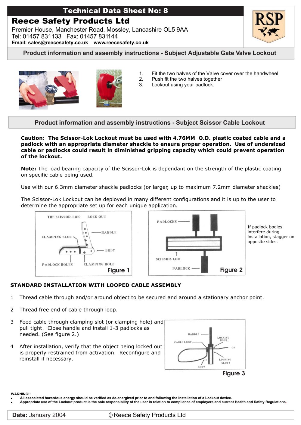 BS09 Cable lockout, BS10 Gate Valve Lockout - Reece Safety Products