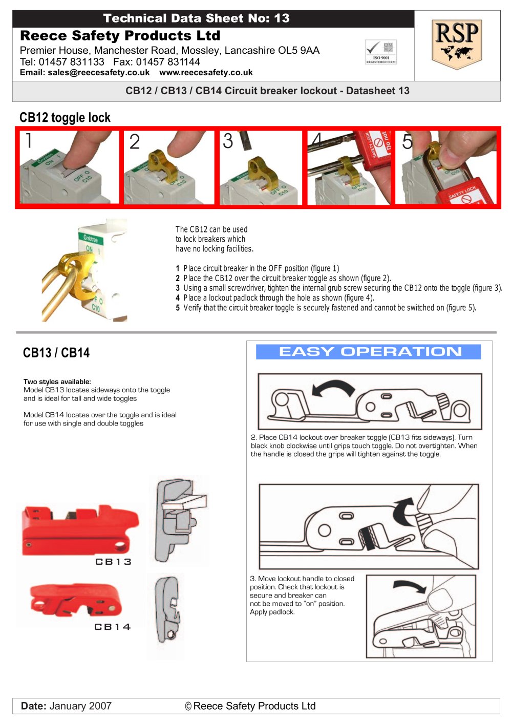 CB12 to CB14 MCB Lockouts - Reece Safety Products