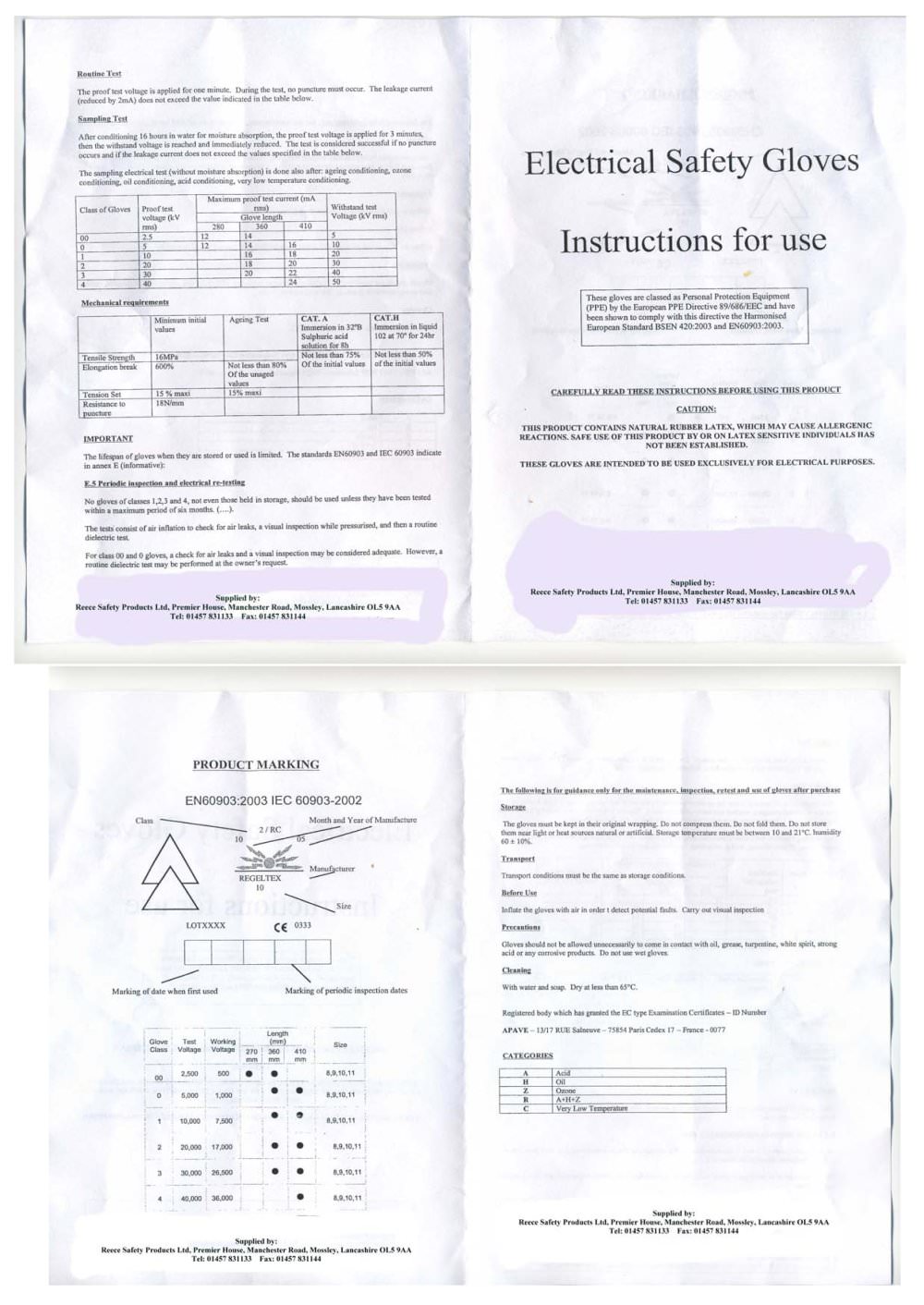 Electrical Safety Gloves - test info - Reece Safety Products