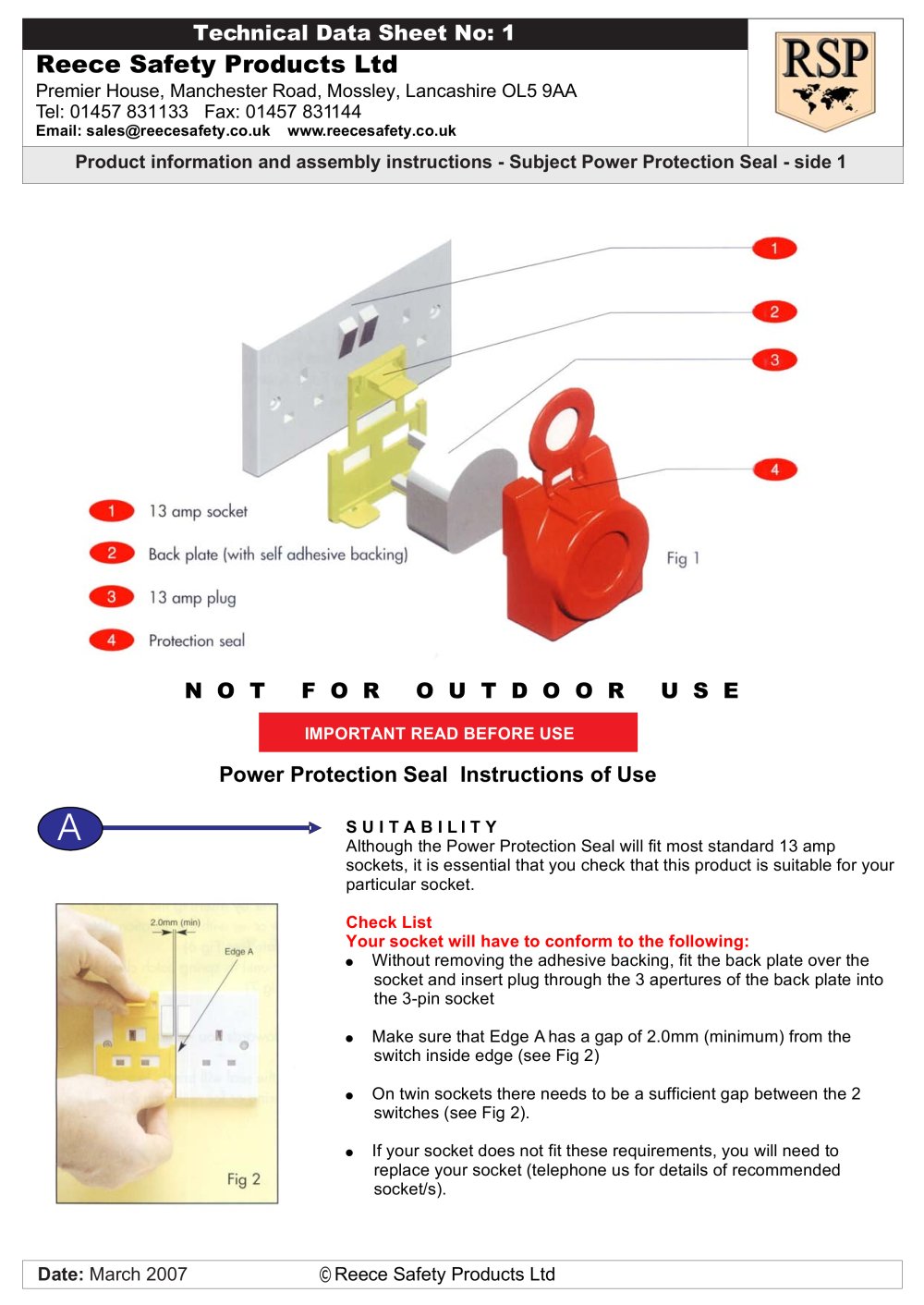 Power Protection Seal - Reece Safety Products
