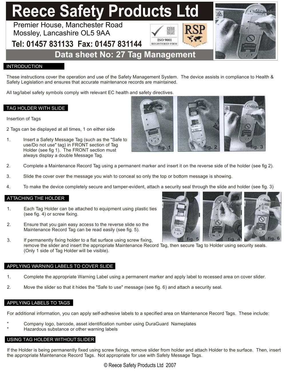 Safety Tag Management System - Reece Safety Products