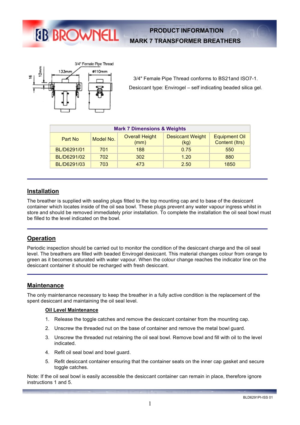 Transformer Breather - Brownell Ltd