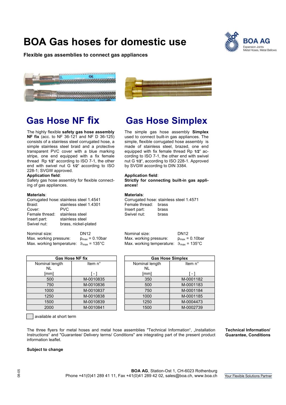 Gas Hoses - BOA