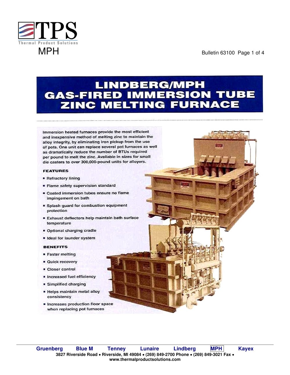 MPH Gas Fired Immersion Tube Zinc Melting Furnace - TPS