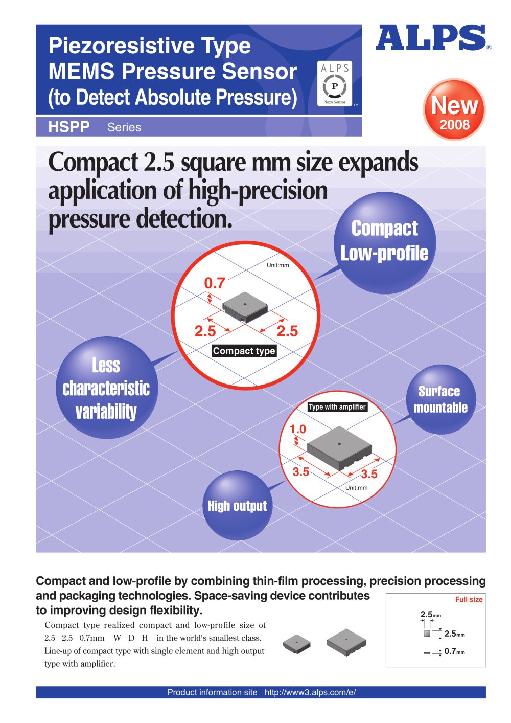 Piezoresistive Type MEMS Pressure Sensor - ALPS Electric