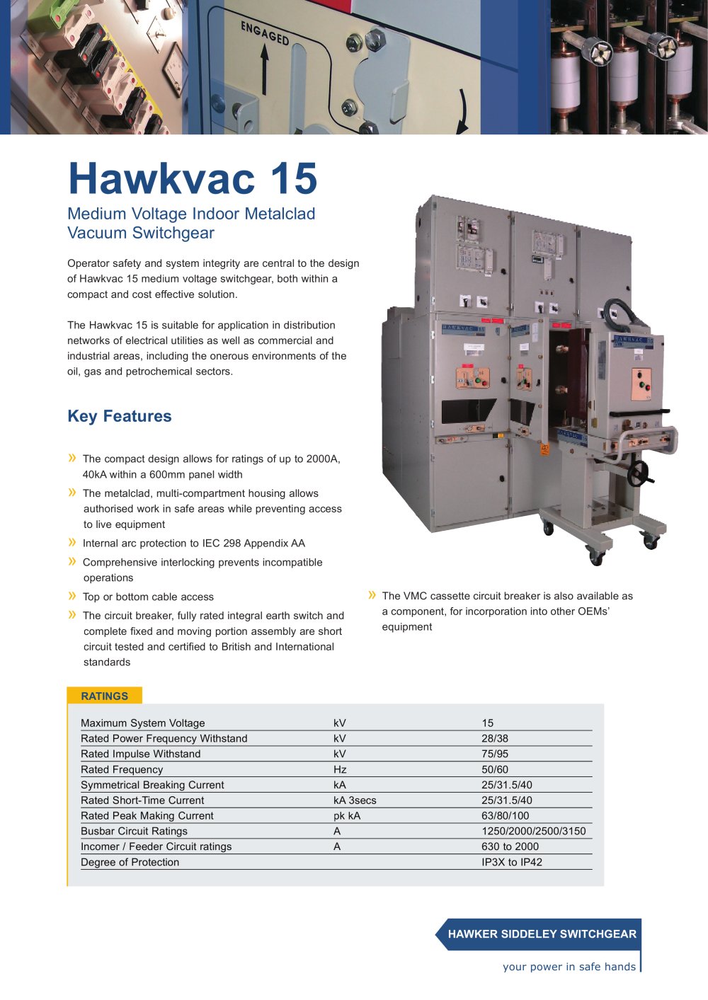 Hawkvac 15 Medium Voltage Indoor Metalclad Vacuum Switchgear - Hawker Siddeley Switchgear