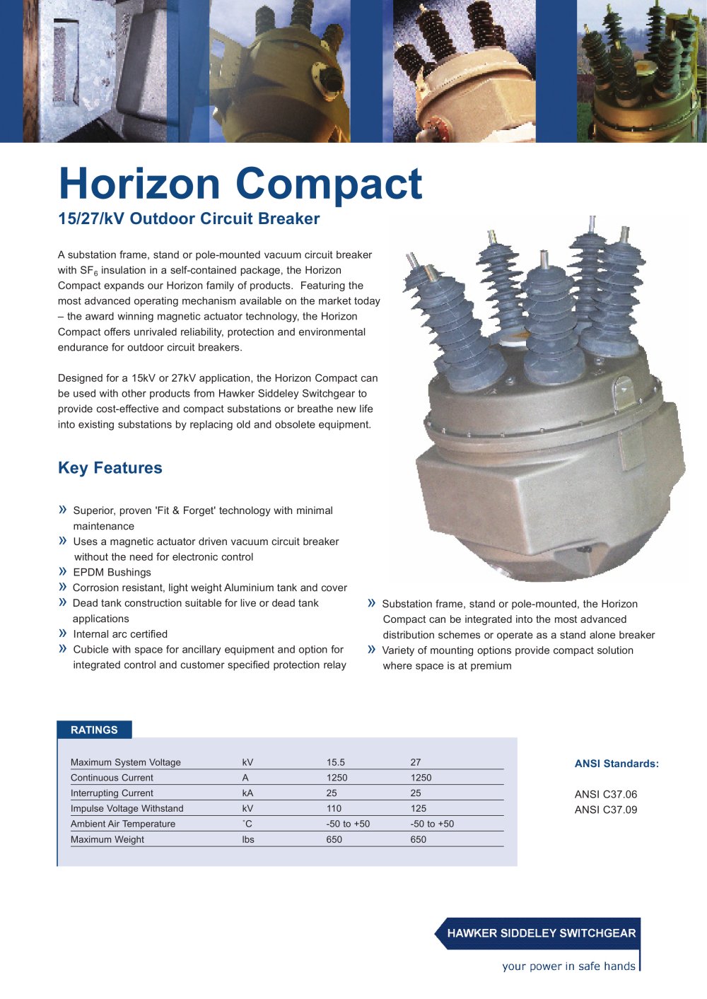 Horizon Compact 15/27/kV Outdoor Circuit Breaker - Hawker Siddeley Switchgear