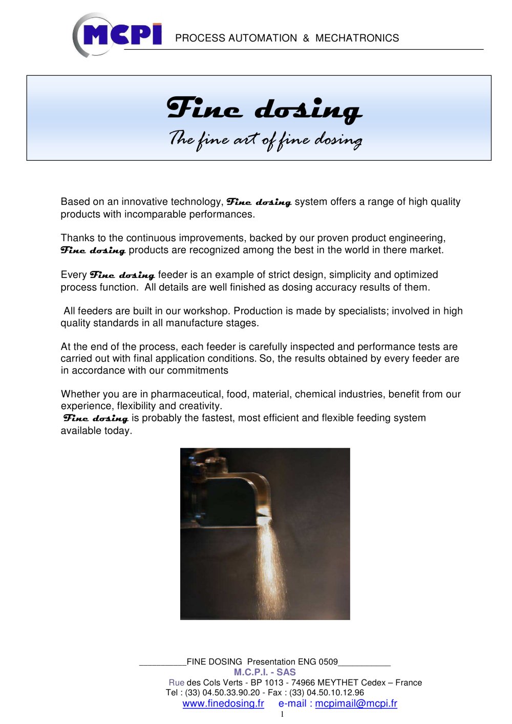 Fine dosing presentation - MCPI SAS