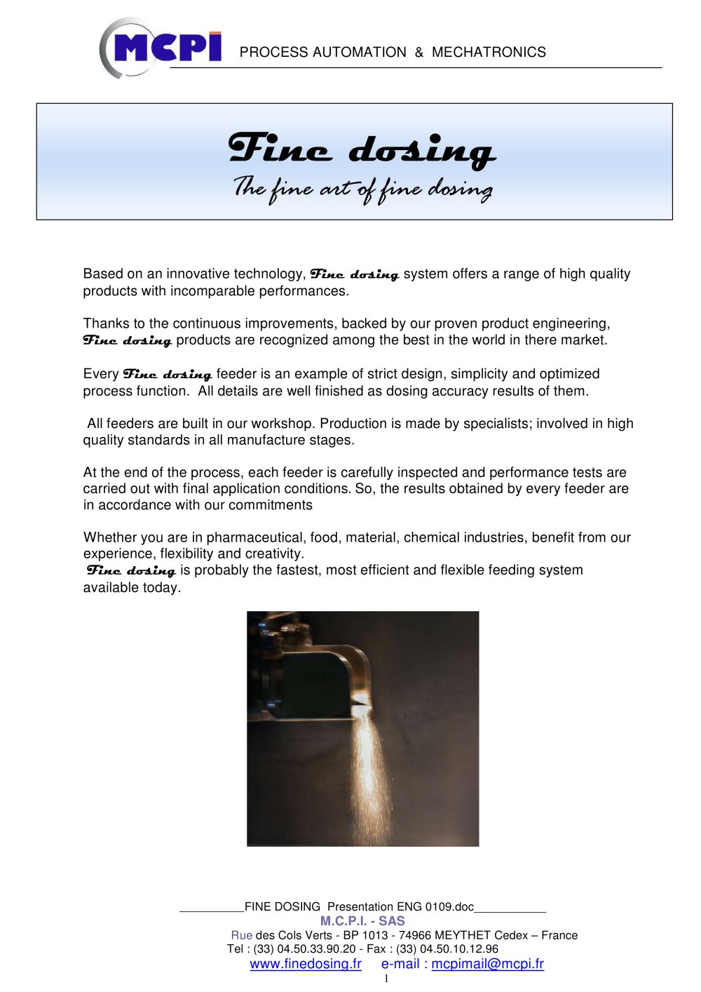 Fine dosing presentation - MCPI SAS