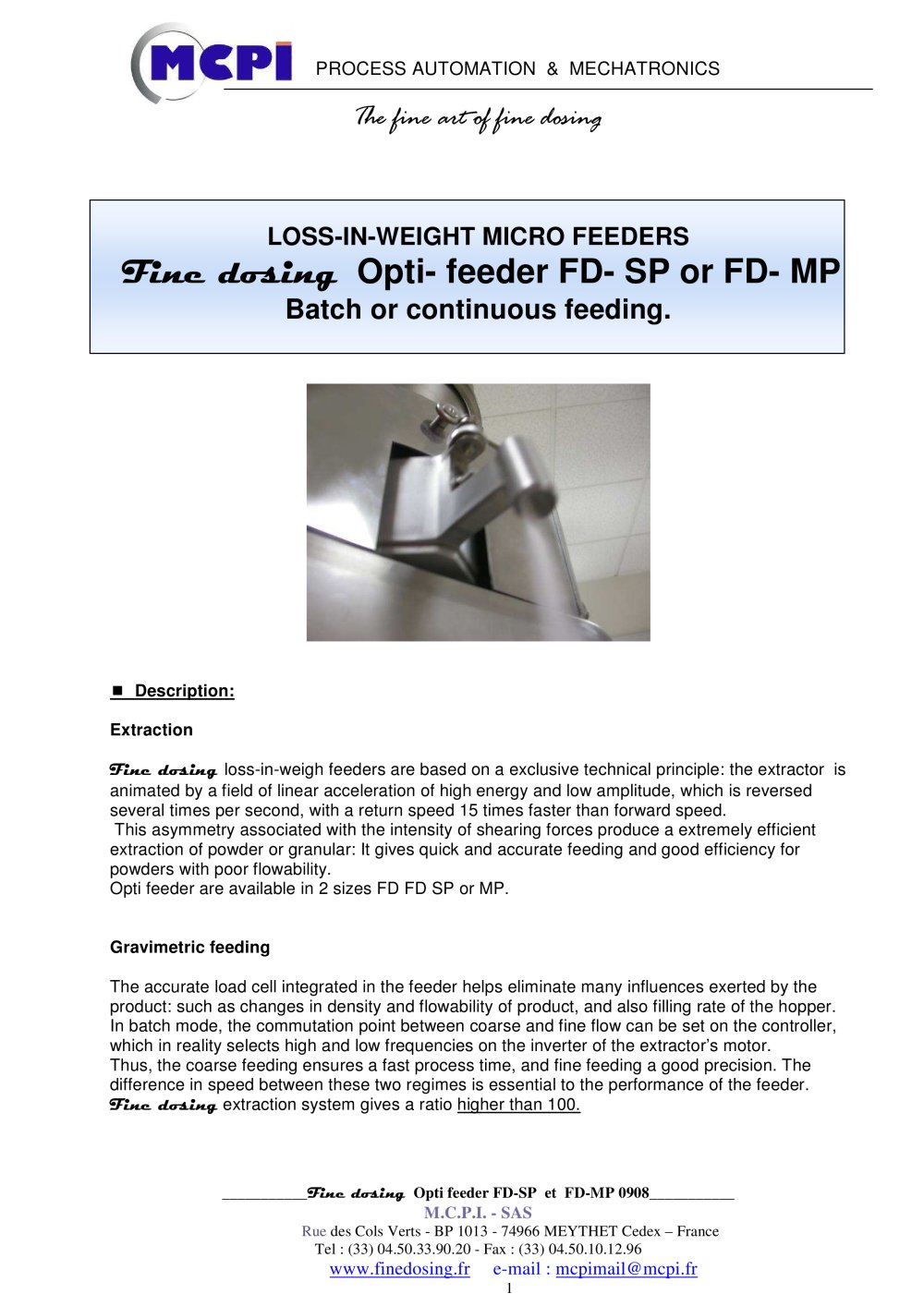 Loss in weight feeder - MCPI SAS