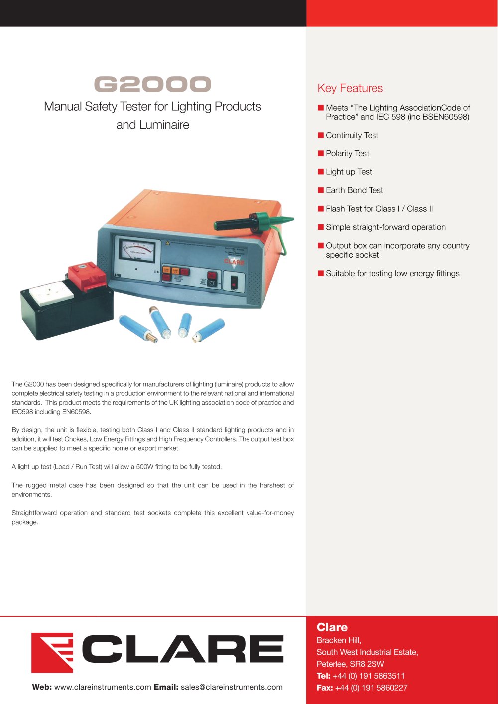 Clare G2000 Datasheet - Seaward