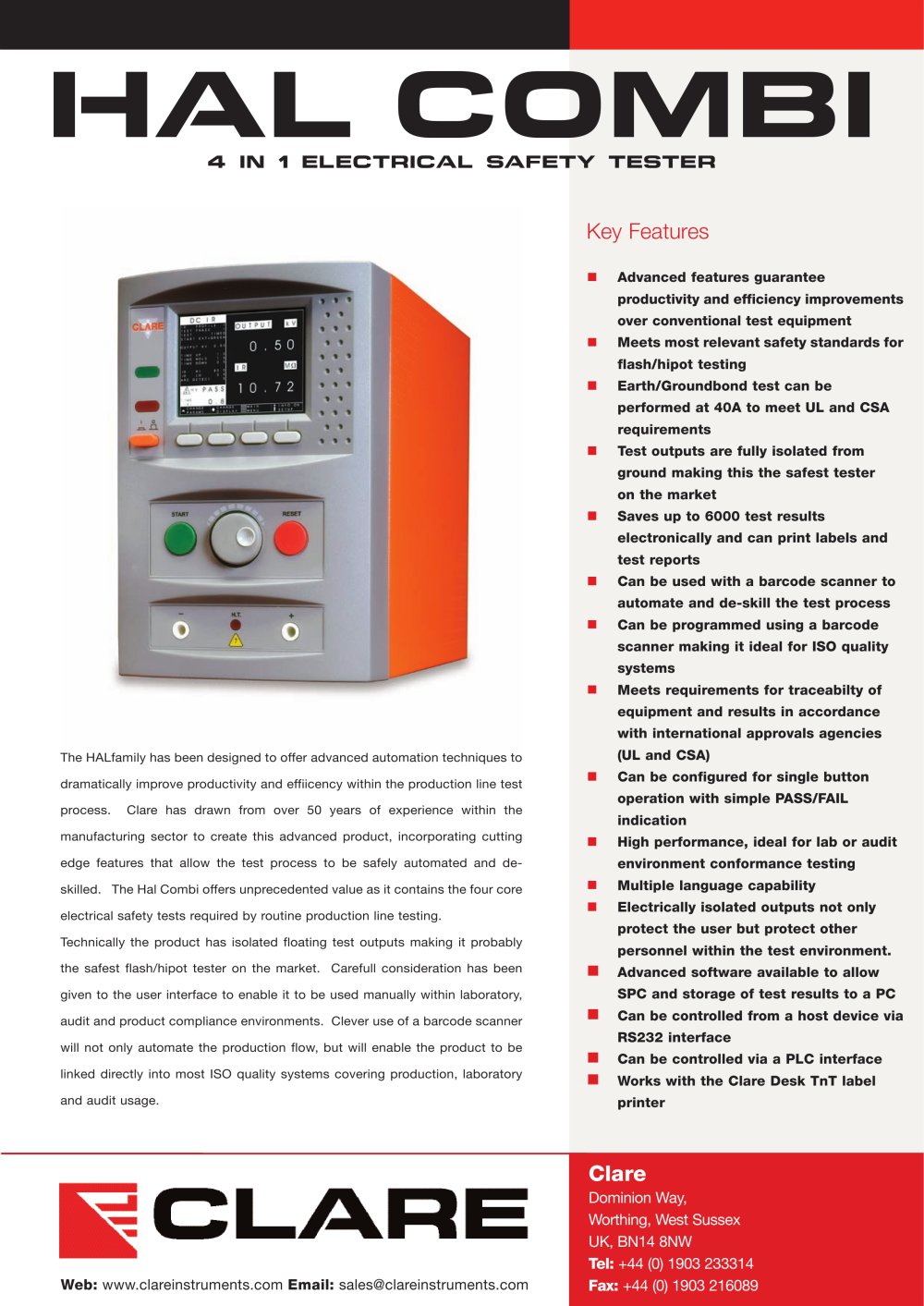 Clare HAL Combi Datasheet - Seaward