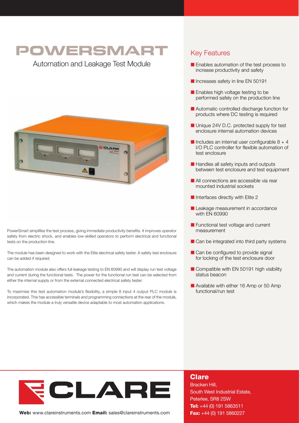 Clare PowerSmart Datasheet - Seaward