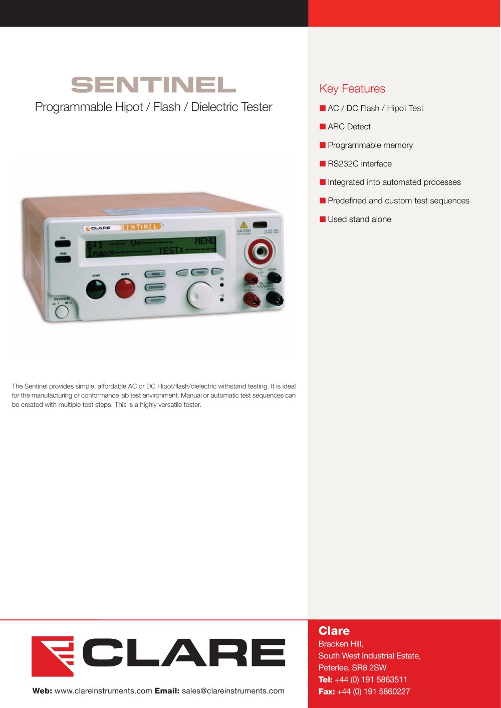 Clare Sentinel Datasheet - Seaward