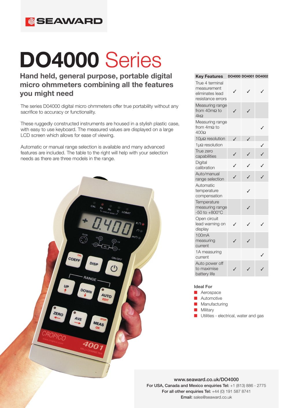 Cropico DO4000 Series Datasheet (DO4000, DO4001, DO4002) - Seaward