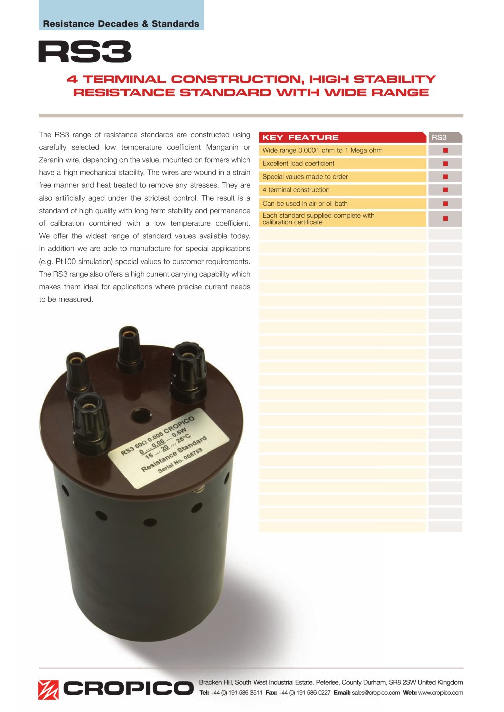 Cropico RS3 Datasheet - Seaward