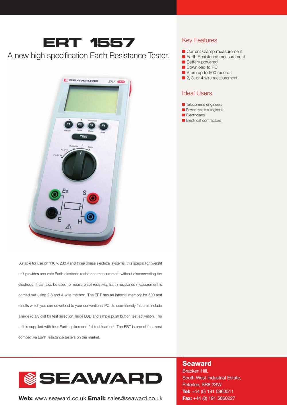 ERT 1557 Datasheet - Seaward