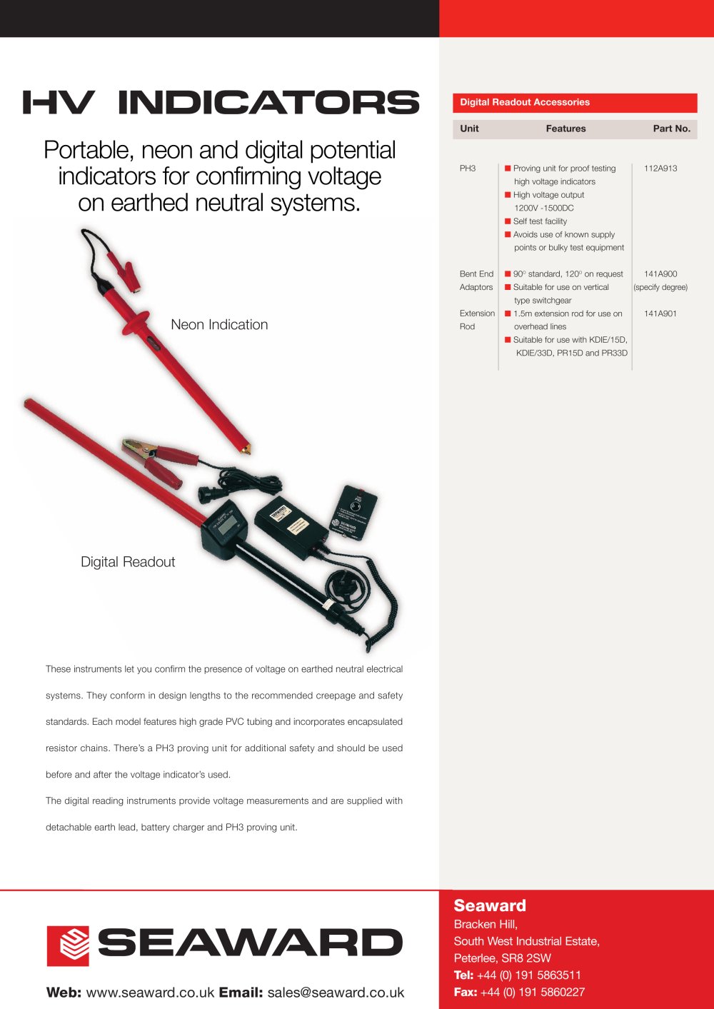 High Voltage Indicators Datasheet - Seaward